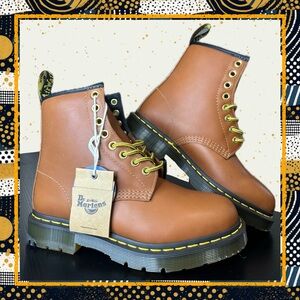 Dr Martens 1460 Brown Leather Fur-Lined Boots NWT Womens 6 Mens 5 Classic 8 Eye